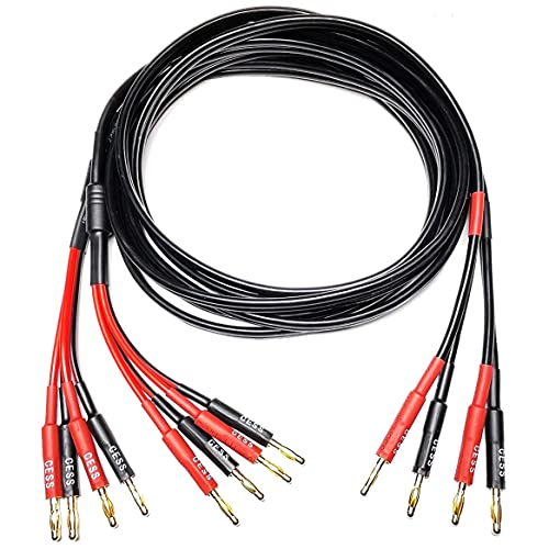 CNCESS Bi-Wire Banana Plug Splitter Speaker Cable, 6 ft, 2-Pack - size: 6 feet
