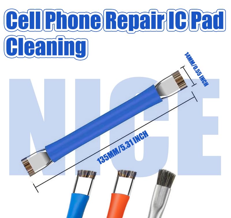 Phone Motherboard IC Cleaning Brush,3pcs Anti-Static Brush, Horse Hair Bristles, Double Ended,Safe Brush Motherboard Cleaning Tools for Keyboards, Cell Phone Parts, Computer Fans