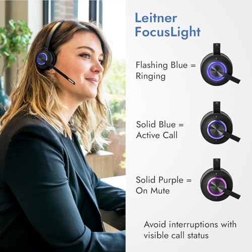 Leitner LH570 2-in-1 Wireless Office Headset with Mic - Computer & Telephone Headset (DECT Headset, not Bluetooth) - 5 Year Warranty - Phone Headsets for Office Phones - size: Single-Ear