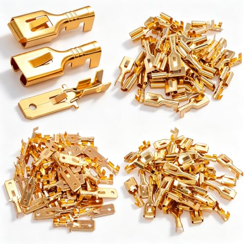 Twidec/150PCS 6.3mm Male Female Spade Connector Quick Splice Crimp Terminals Non Insulated Wire Connector for Electrical Wiring Relay Car Audio Speaker N-005-6.3 - size: 6.3mm Male+Female Kit