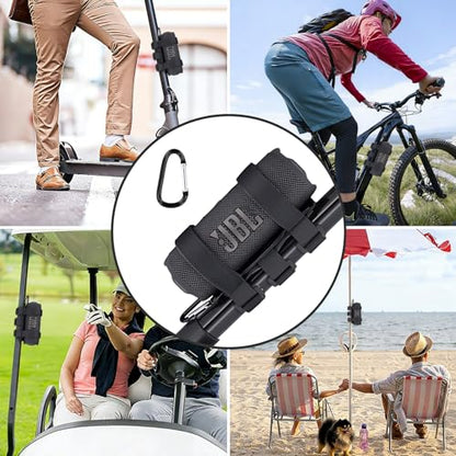 khanka Adjustable Speaker Mount for Bike/Boat/Golf Cart,Black | Adjustable Speaker Strap Holder for Most Bluetooth Speakers, Fits 1.5 to 2.0 Inch Bars, Non-Slip Outdoor Speaker Attachment - color: black