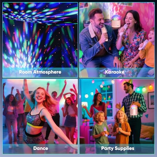 Mini Karaoke Machine for Teens Kids, Birthday Party Gifts Toys for Girl Ages 4 5 6 7 8 9 10 11 12+ Years Old, Portable Bluetooth Speaker with 2 Wireless Microphones and Disco Lights - color: Pink