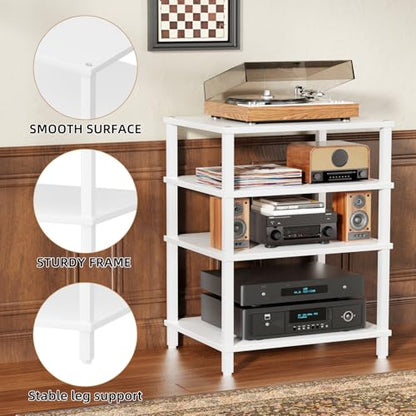4-Tier AV Media Player Stand, Stereo Stand, Modern Audio Shelf,Wooden TV Stand,Multifunctional Media Console Shelf, Suitable for Home, Conference Room, White - color: White, size: 4 Tier