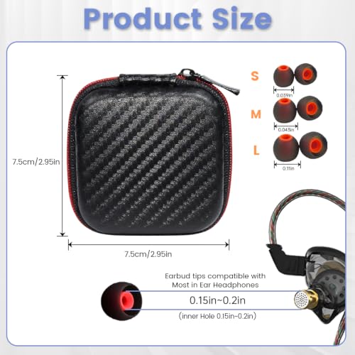 in Ear Monitor Case, Portable Earbud Hard Case, Waterproof Earphone Storage Box, Travel Carrying Case for QKZ/KZ,Fit for Earbud and IEM Cables