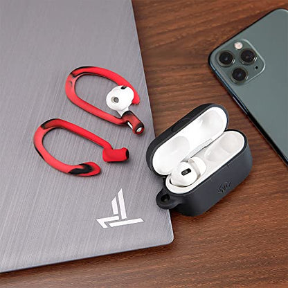 WC HookZ - Patented Upgraded Over Ear Hooks for AirPods Pro 1, 2 & AirPods 1, 2 & 3- Two Size Pairs Included in Package, Unique Left & Right Hook, Made by Wicked Cushions | Lava red - color: Lava