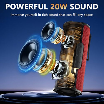 BYANDBY Bluetooth Speaker with IPX5 Waterproof 2 Portable, Long Playtime, Wireless Stereo Pairing, 12W Stereo Sound, BT 5.3, Bassup, Electronics for Home, Shower, Outdoors, Travel(Red) - color: Red