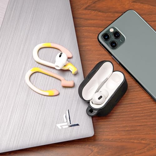 WC HookZ - Patented Upgraded Over Ear Hooks for AirPods Pro 1, 2 & AirPods 1, 2 & 3- Two Size Pairs Included in Package, Unique Left & Right Hook, Made by Wicked Cushions | Yellow Starburst - color: Yellow Starburst