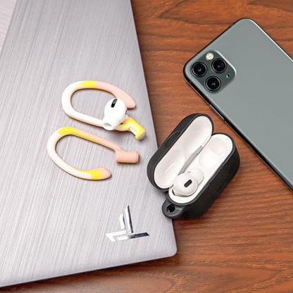 WC HookZ - Patented Upgraded Over Ear Hooks for AirPods Pro 1, 2 & AirPods 1, 2 & 3- Two Size Pairs Included in Package, Unique Left & Right Hook, Made by Wicked Cushions | Yellow Starburst - color: Yellow Starburst