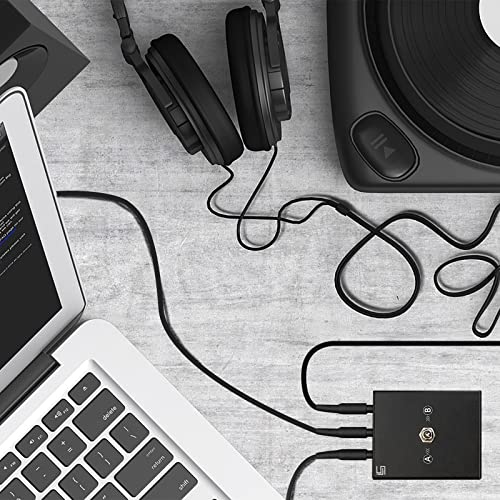 3.5mm Audio Switcher, 2 Input 1 Output / 1 Input 2 Output (2 in 1 Out/ 1 in 2 Out) Mini Headphone Manual Selector Converter Speaker Selector with 47 in 3.5mm Cable, No External Power Required