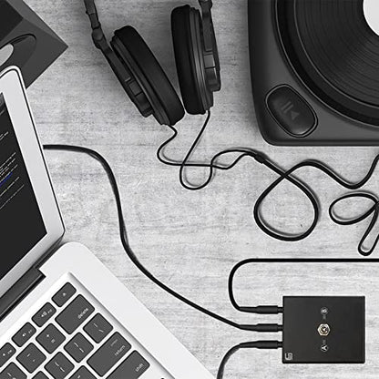 3.5mm Audio Switcher, 2 Input 1 Output / 1 Input 2 Output (2 in 1 Out/ 1 in 2 Out) Mini Headphone Manual Selector Converter Speaker Selector with 47 in 3.5mm Cable, No External Power Required