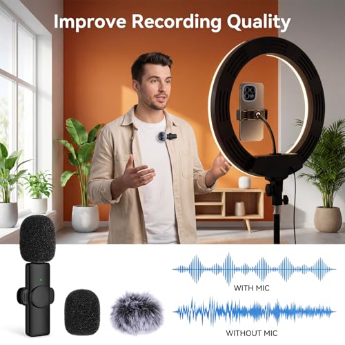 Microphone Cover, 8 PCS Mini Wireless Furry Mic Windscreen & Foam Cover Set Windproof Microphone Windscreen Wind Muff Foam Mic Covers for Lavalier Microphones, to Reduce Plosive Highlight the Vocals