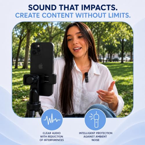Wireless Lavalier Microphone for iPhone, Android & USB-C Dual Mic Set (2 Pack) with Lightning Adapter & Windscreens, Plug & Play Clip-On Lapel Mic for Video Recording, TikTok & YouTube