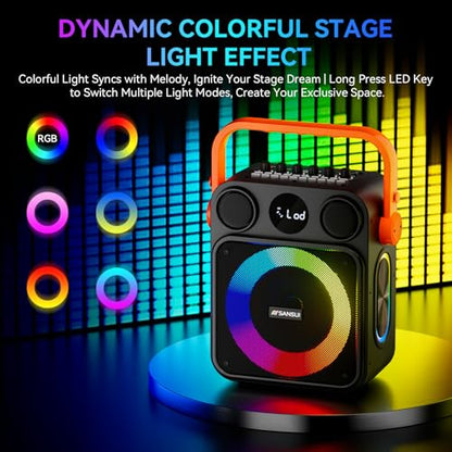 SANSUI D70 Karaoke Machine, Portable Bluetooth 5.1 Speaker with 2 Wireless Mics, PA System with Pitch Correction & Echo for Adults & Kids, Supports TWS/TF/USB/AUX/Live Home Party - size: D70-2 Mic