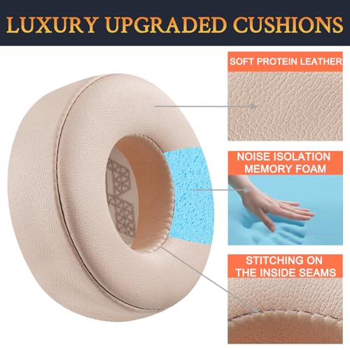 SOULWIT Replacement Earpads for JBL Live 670NC On-Ear Headphones(Do Not Fit Tune 670NC), Ear Pads Cushions with Soft Protein Leather and High-Density Noise Isolation Foam - Sandstone - color: Sandstone