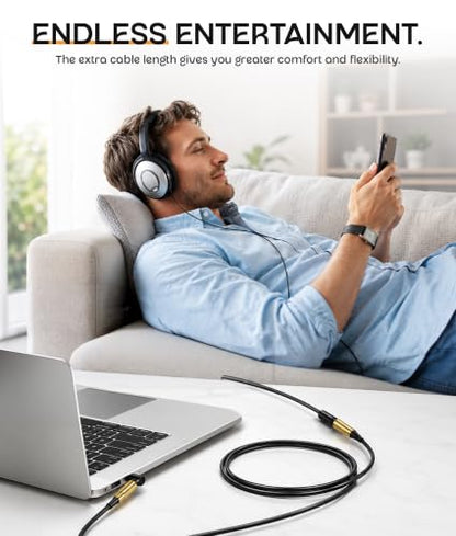 ULTRICS Headphone Extension Cable, 3.5mm Extension Cable, Right Angle Male to Female Headphone Jack Extender, AUX Cord Extender Compatible with Smartphone Tablet MP3 Speaker Headset Car Stereo (1M) - size: 1M