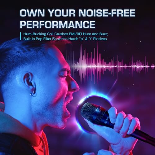 CAROL AC-910S XLR Wired Vocal Microphone, Dynamic Cardioid with Switch | AHNC dual-engine noise canceling tech for singing, studio, and stage. incl. 14.8ft (4.5m) XLR cable, mic clip - style: AC-910S (with Switch)