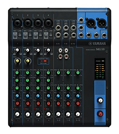 Yamaha MG10 10-Input Stereo Mixer, XLR Connectivity, Black - size: 10-Input, style: Standard Mixer