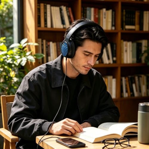 Headphones Wired, Over-Ear Headphones Foldable Corded Stereo 3.5mm B/Blue | Suitable for adults, stylish appearance