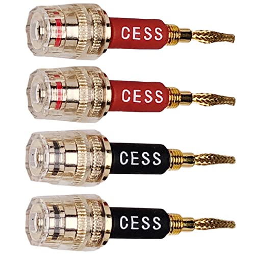 CNCESS CESS-220 Pin Banana Plug to 4mm Female Banana Jack/Speaker Wire, 4 Pack (Braided-Type to 4mm) - style: Braided-type to 4mm
