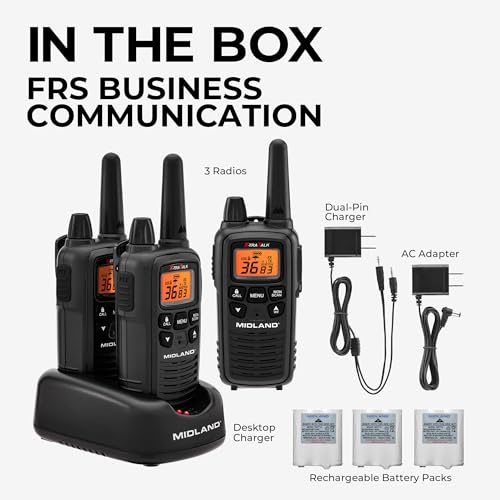 Midland LXT633VP3 FRS Walkie Talkies - Long Range 36-Channel Two-Way Radios, NOAA Weather Alerts (3-Pack, Black) - style: 3 Pack - Black