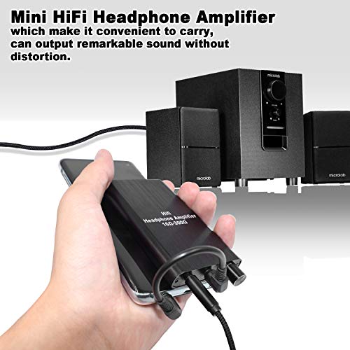 LVY Portable Headphone Amplifier 3.5mm Audio Rechargeable Two-Stage GAIN Switch HiFi Headphone Amplifier Compatible MP3/4, Phones, Computer and Various 3.5mm Audio Digital Devices