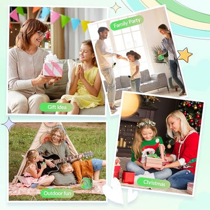Mini Karaoke Machine：Portable Bluetooth Karaoke Microphone, Singing Speaker with 2 Wireless Mic and Light Kids Adults, Christmas Birthday Gifts for Girls Boys Family Home Party(Green) - color: Green