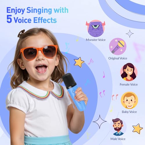 Mini Karaoke Machine for Kids Adults: Portable Bluetooth Karaoke Speaker with 2 Wireless Microphones, Karaoke Gifts for Girls Boys Ages 4-12+ Years Old Christmas Birthday Home Party(Navy Blue) - color: Navy Blue