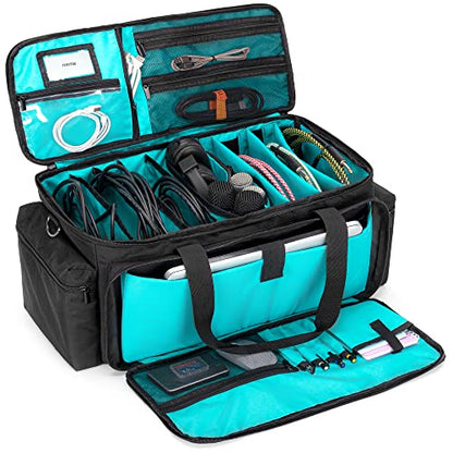 LoDrid Cable File Gig Bag with Padded Bottom for Sound Equipment, Bag Only | Dividers, DJ Wire Bag for 14"Laptop, Sound Equipment, DJ Gear and Musician Accessories