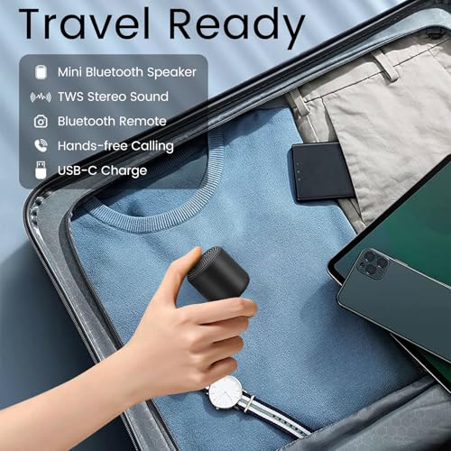 Mini Bluetooth Speaker – Small Portable Tiny Bluetooth Speakers Wireless with TWS Stereo, 5W HD Sound, Bluetooths 5.3, 8H Playtime – Ideal Travel Speaker for Shower, Outdoors, Home & Parties‌