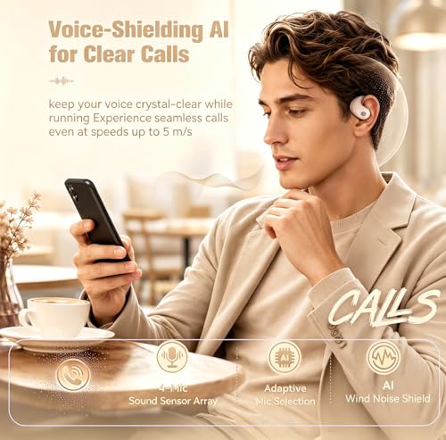 Xmenha Over The Ear Earbuds Open Ear Headphones Over The Ear Headphones | Over Ear Earbuds Air Bone Conduction Earbuds Earphones Air Bone Conducting Conduction Headphones Bluetooth - color: Nude, style: Normal