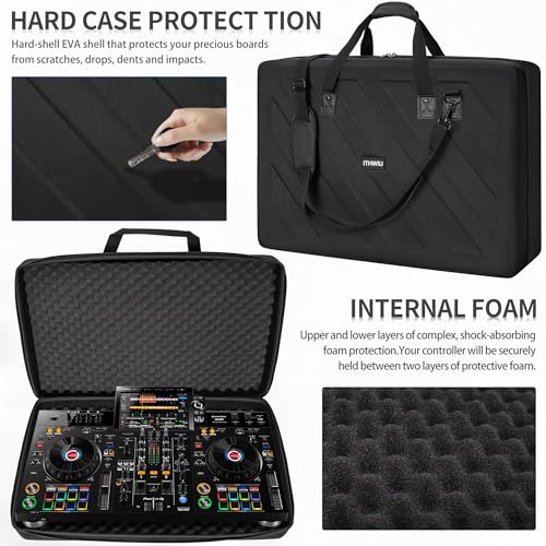 Lightweight Molded EVA Storage Case Fits for Pioneer DDJ RX2 RX3, 29.5 X 19.3 X 5.5 Inch Black - size: DDJ-RX2/RX3