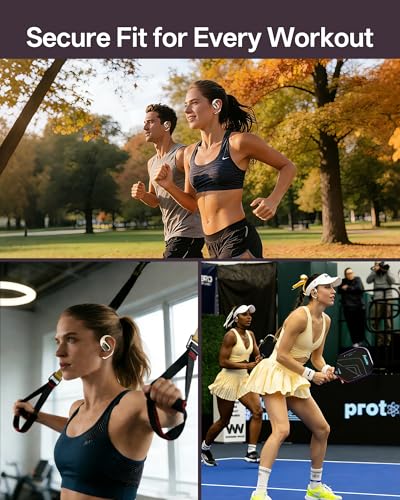 Open Ear Headphones, Over Ear Earbuds with Ear Hooks, True Wireless Bluetooth 6.0 Earphones with Mics, Stereo Sound, Ultra-Comfort, 60H Playtime, IPX7 Waterproof Ear Buds for Running Workout - color: White