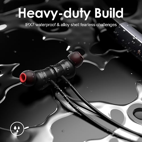 Rythflo Bluetooth Headphones, 150H Playtime Wireless Bluetooth Earbuds w/Mic in-Ear Magnetic Neckband Earphone, IPX7 Sweatproof Deep Bass Headset for Home, Traveling, Outdoor, Business Trips - color: Black