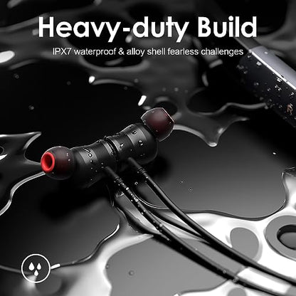 Rythflo Bluetooth Headphones, 150H Playtime Wireless Bluetooth Earbuds w/Mic in-Ear Magnetic Neckband Earphone, IPX7 Sweatproof Deep Bass Headset for Home, Traveling, Outdoor, Business Trips - color: Black