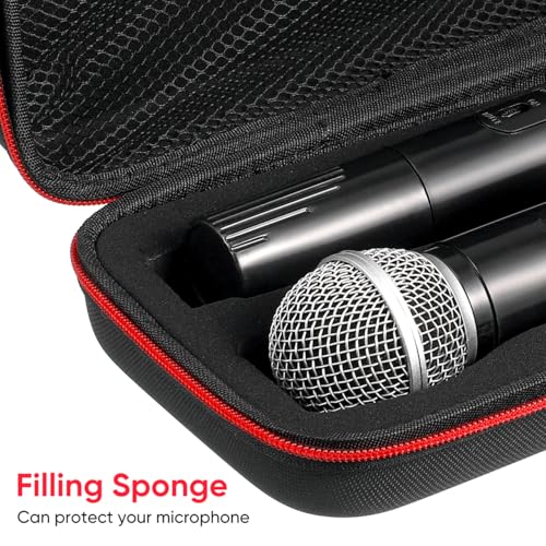 IMIKEYA Wireless Microphone Storage Case Plastic Protective Carry Bag with Zipper Shockproof Waterproof Mic Storage Box with Mesh Pocket for Cable Black 11.81 X 5.90 X 2.75 in
