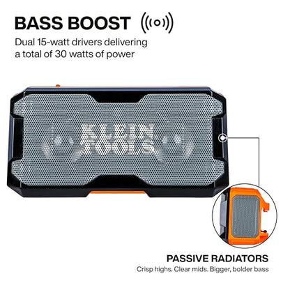 KLEIN TOOLS 69365MB MODbox Bluetooth Speaker, Portable Wireless Speaker with Magnetic Mounting, Premium Audio with Bass Boost, IP67 Dust and Waterproof Rated, USB-C Charging with Built-in Power Bank