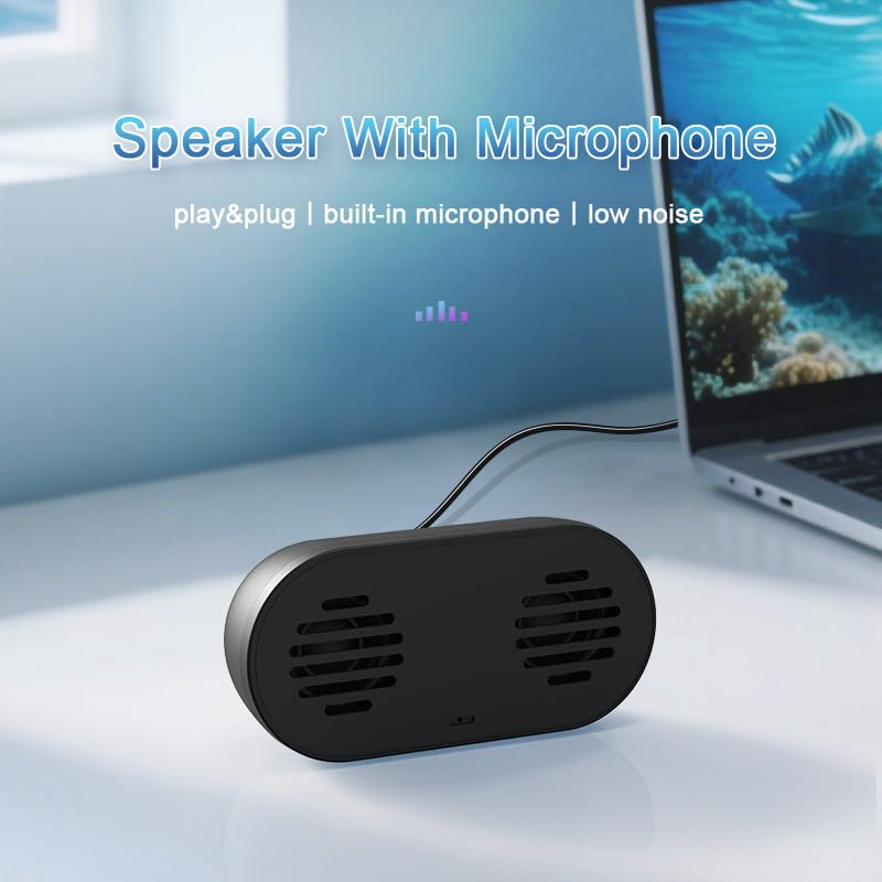 USB Computer Speaker with Built-in Microphone, Mini Soundbar Speaker for Desktop Laptop PC, Plug & Play USB Powered Small Sound Bar,Mini Speaker,360° Surround Sound for Gaming Music Movie - size: H015