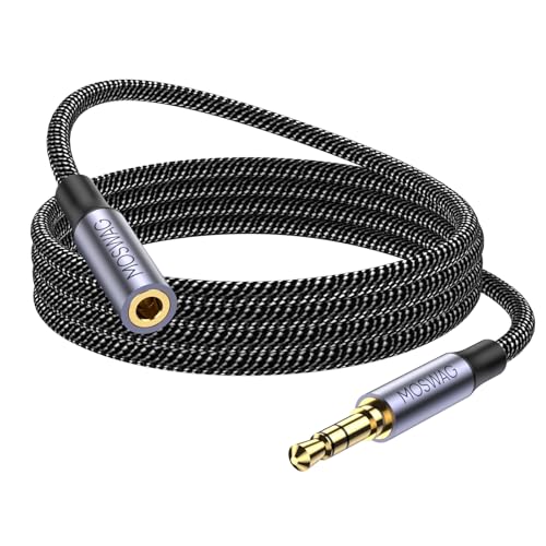MOSWAG 3.28FT 3.5mm Extension Cable Audio Male to Female Stereo Extension | Nylon Braided Cord Compatible for Home/Car Stereos Smartphones Headphones Tablets Media Players and More - color: Black, size: 3.28FT/1Meter