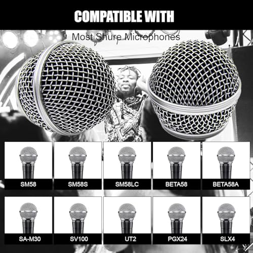 1 PCS Microphone Head Replace, Steel Mesh Mic Grille Heads, Grille Mic Ball Replacement with Inner Foam, Fits for SM58 (Silver, 1 pcs) - color: Silver, size: 1 pcs