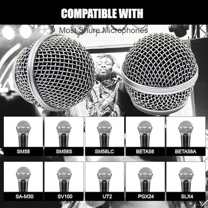1 PCS Microphone Head Replace, Steel Mesh Mic Grille Heads, Grille Mic Ball Replacement with Inner Foam, Fits for SM58 (Silver, 1 pcs) - color: Silver, size: 1 pcs