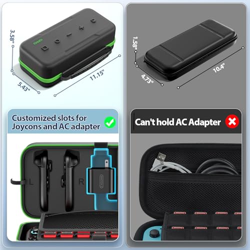 OIVO Carrying Case Compatible with 2025 Nintendo Switch, Portable Switch 2 Travel Carry Case Fit for Joy-Con 2 & Adapter, Hard Shell Protective Pouch Bag with 24 Game Slots, Green - color: Green