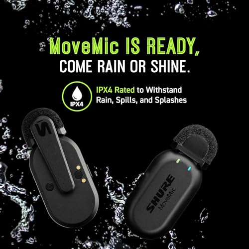 Shure MoveMic One - Pro Direct to Phone Wireless Lavalier Microphone for iPhone & Android, Bluetooth Mini Mic, 24 Hours Charge, Quick Set Up, IPX4, Compact & Portable Clip Lav (MV-ONE-Z7) - style: Single Channel