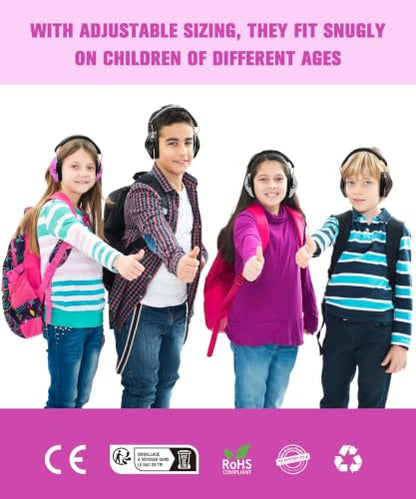 ZOHAN 032 Kids Noise Canceling Headphones - 25dB NRR Kids Ear Protection Earmuffs for School, Monster Jam, Fireworks, Travel, Air Show, Concert, Autism - Pink - color: Pink