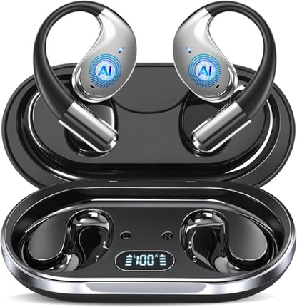Open Ear Bone Conduction Headphones，,Over Ear Earbuds with Ergonomic Earhook,Bluetooth Headphones 5.4 with Smart Digital Display,50H Playtime Translation Earbuds Real Time - AI 144 Language10