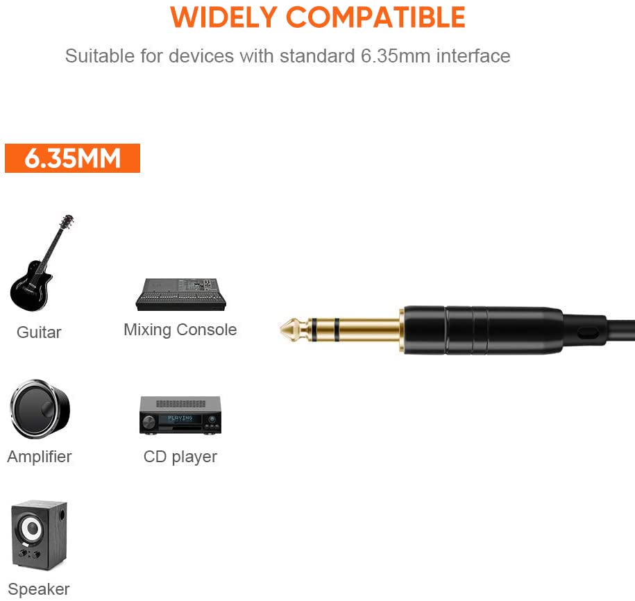 CableCreation 1/4 Inch 6.35mm TRS Balanced Stereo Instrument Guitar Cable | Pro Grade Quarter inch 1/4'' TRS Male to Male Audio Cable for Bass,Keyboard,AMP,Speaker,Mixer,Studio,Speaker/Receiver,6~50ft - size: 50 Feet