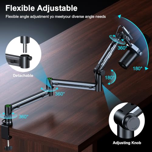Microphone Arm,Aokeo AK-58i Desk Low Profile Mic Boom Arm Stand,Suitable For Blue Yeti,Snowball iCE,HyperX QuadCast,SoloCast,Elgato Wave,Etc（Gun Metal Gray） - color: AK-58i (Gun Metal Gray)