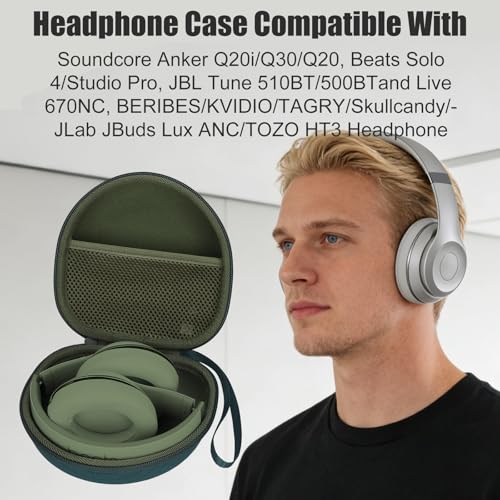 Headphone Case Compatible with Soundcore Anker Q20i/Q30, Beats Solo 4/Studio Pro, Tune 510BT/520BT, BERIBES/KVIDIO/JLab JBuds Lux ANC/TOZO HT3/Skullcandy Over-Ear Headphones Case Hard Shell(Purple) - color: Purple