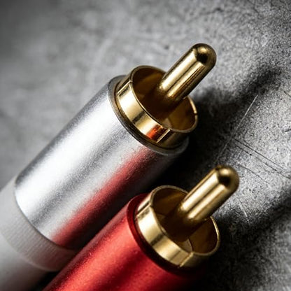 2-Pack 2RCA to 2RCA Audio Cable 1FT, Short Dual RCA Male to Male Stereo Interconnect Connectors for Subwoofer, Amplifier, Speaker and Turntable - color: black