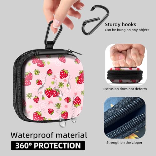 Square Data Cable Earbud Charger Coin Storage Bag Shockproof and Drop-Proof EVA Material Compatible with AirPod(Cute Strawberry) - color: Cute Strawberry