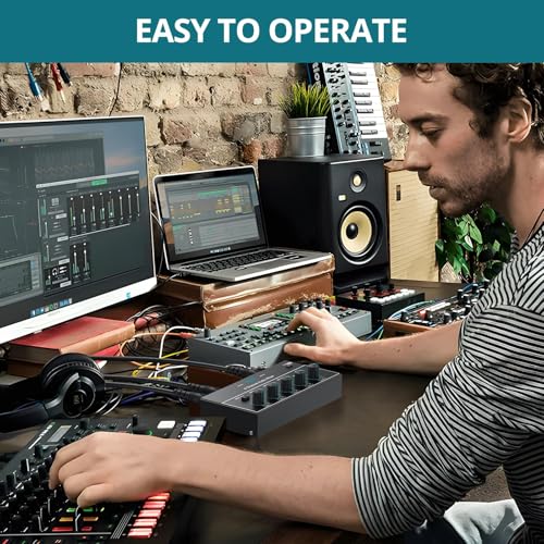 Mini Audio Mixer, 4 Channel Stereo Line Mixer 1/4" & 1/8" TSR Audio Output Input Jack, Line Mixer Stereo/Mono Independent Control and Switch for Guitars,Bass,Keyboards, Dynamic Microphone - size: Medium(4-channel)